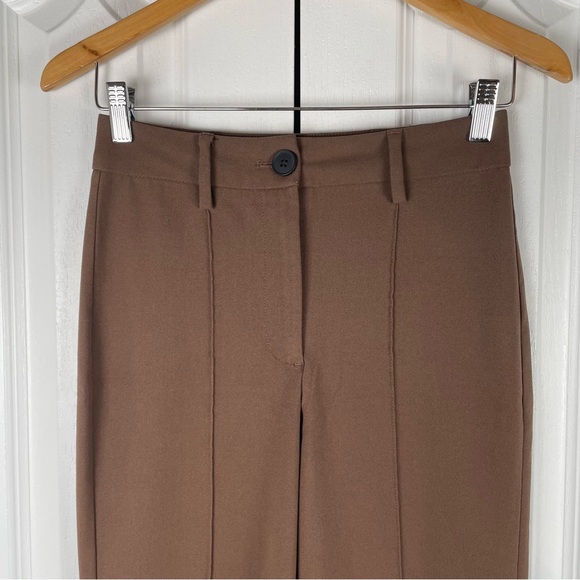 Bershka Slouchy Dad Tailored Pants Womens 4 Brown Straight Leg Career Academia - Picture 4 of 15